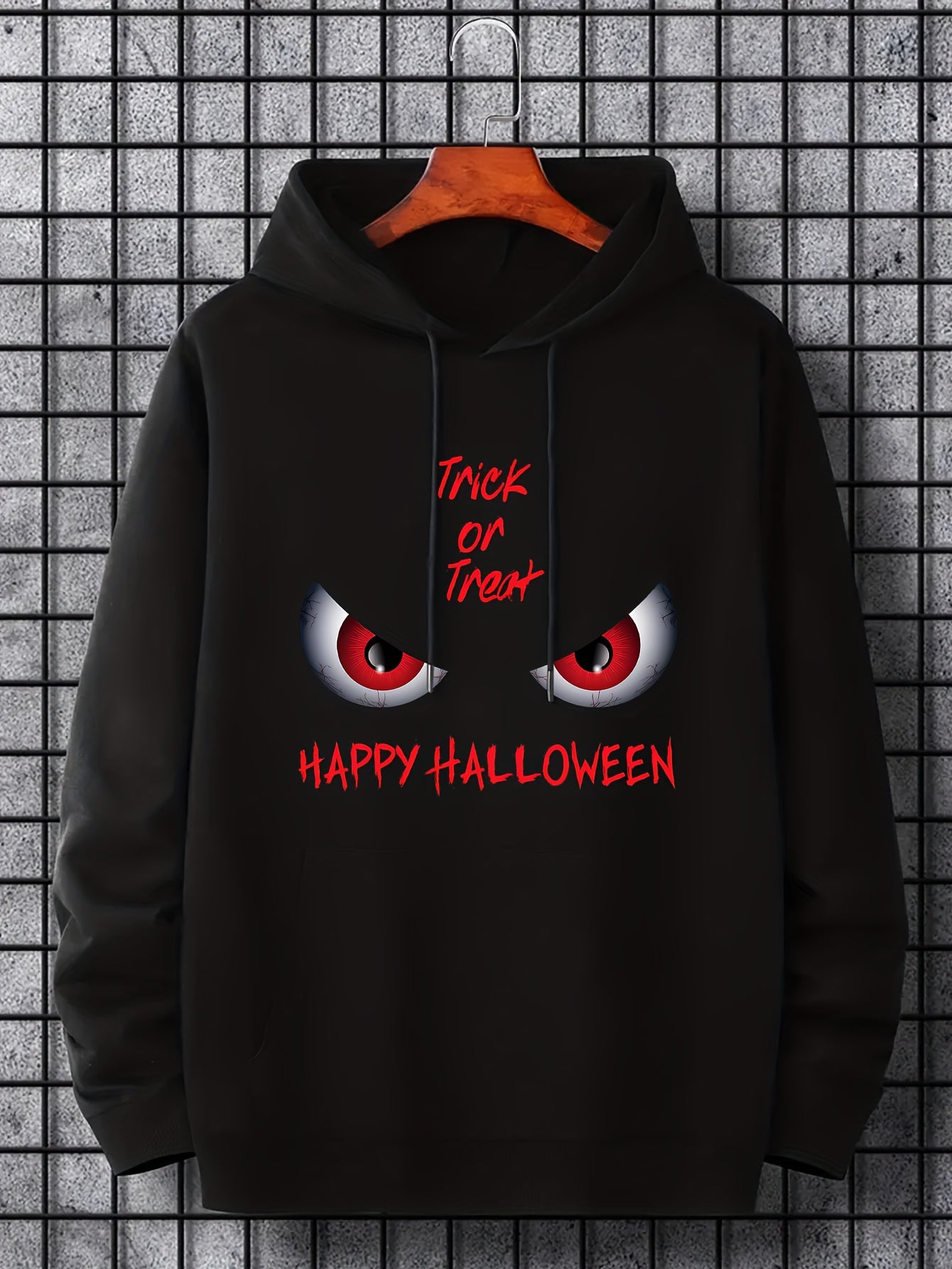 Men's Trick Or Treat Print Hoodie Active Drawstring Sweatshirt