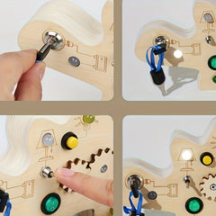 Montessori Toddler Wooden LED Dinosaur Busy Board