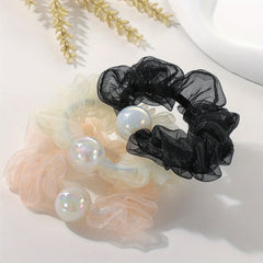3pcs Faux Pearl Hair Ties Hair Bands for Girls