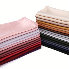 Satin Square Scarf Soft Solid Hijab Large Turban Head Wrap 109x109