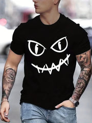 Men's Graffiti Face Print T shirt Active Breathable Tee