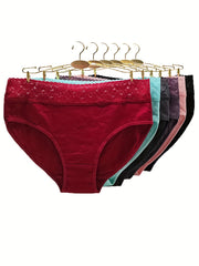 6pcs Lace Briefs Mid Rise Intimates Panties Women's Lingerie