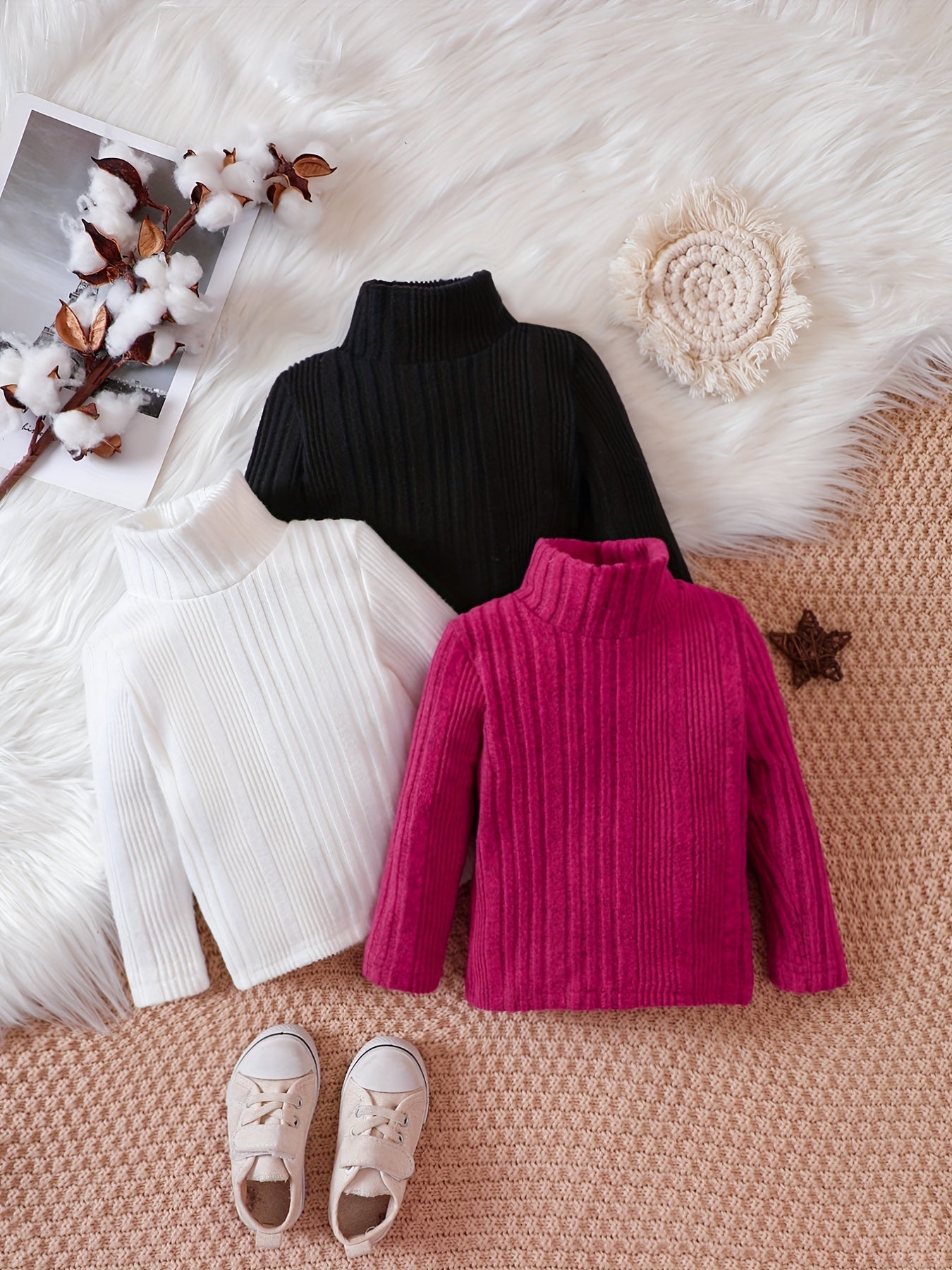 Baby Girls Knit Sweater Turtleneck Long Sleeve Cropped T shirt Crop Tops