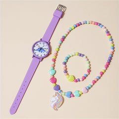 3pcs Set Dinosaur Pattern Kids Watch with Bracelet & Necklace