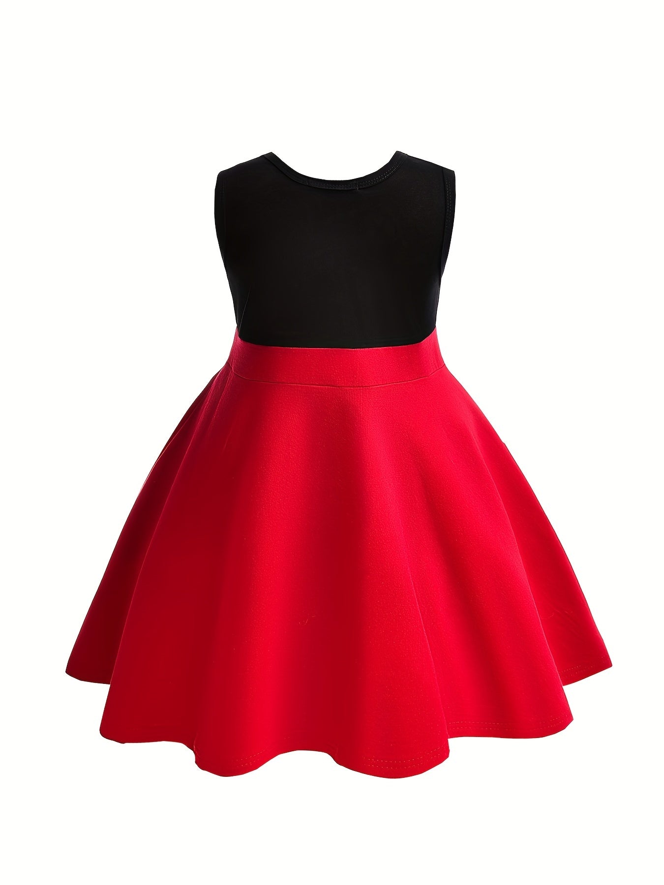 Girls Sleeveless Bow Crew Neck Button Cotton Princess Dress