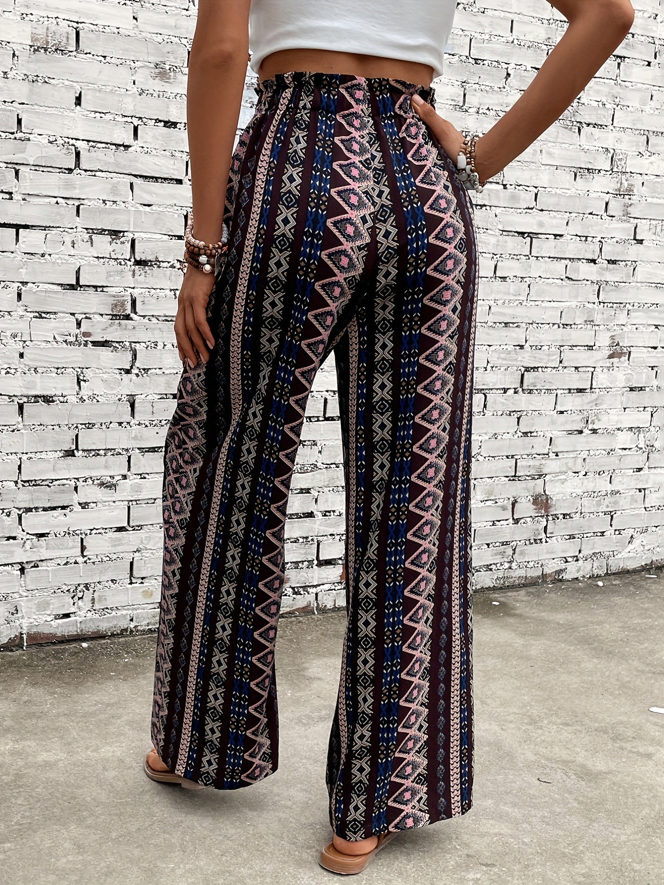 Wide Leg Pants Casual Paper Bag Waist Pants For Spring & Summer Women's Clothing