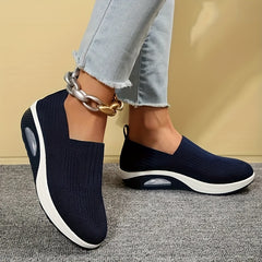 Women's Textured Knitted Wedge Slip-On Sneakers