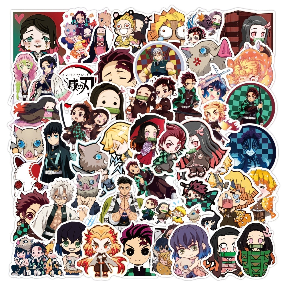 50pcs Anime Vinyl Waterproof Sticker Packs For Skateboard Luggage Laptop Bottle