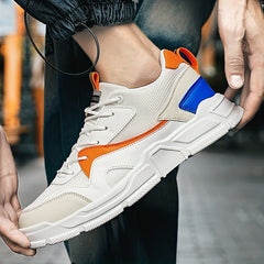 Men's Block Sneakers Wear resistant Non slip Lace Up Mesh Breathable