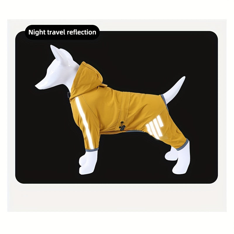 Yellow Dog Raincoats Waterproof Puppy Jacket Dog Hooded Jumpsuit