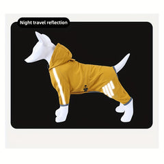 Yellow Dog Raincoats Waterproof Puppy Jacket Dog Hooded Jumpsuit