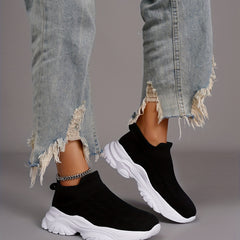 Women's Knit Platform Socks Sneakers Casual Slip On Soft Sole Shoes