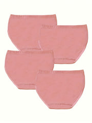 4pcs Girl's Cartoon Triangle Panties Elastic Waist Cotton Underwear