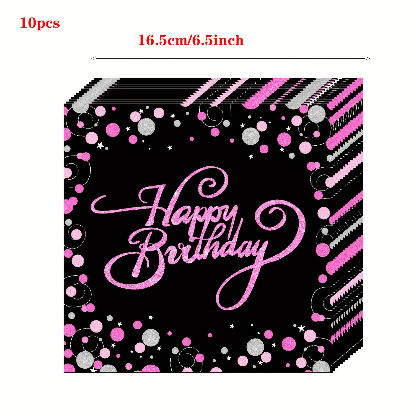10pcs Pink Birthday Tableware Set Plates Cups Napkins Birthday Decorations