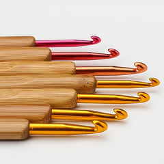 9pcs Bamboo Handle Crochet Wool Crochet Hand DIY Knitting Tools for Beginners