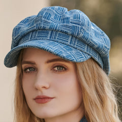 Winter Plaid Octagonal Hats Fall Painter Cap Newsboy Cap for Women and Men
