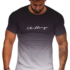 Men's Letter Print Sports T shirt Casual Stretch Tee
