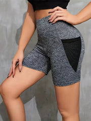 Block Biker Shorts Casual Workout Slim Summer Shorts With Pockets