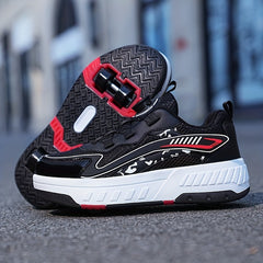 Boy's Mesh Roller Shoes Detachable 4 Wheeled Skate Sneakers
