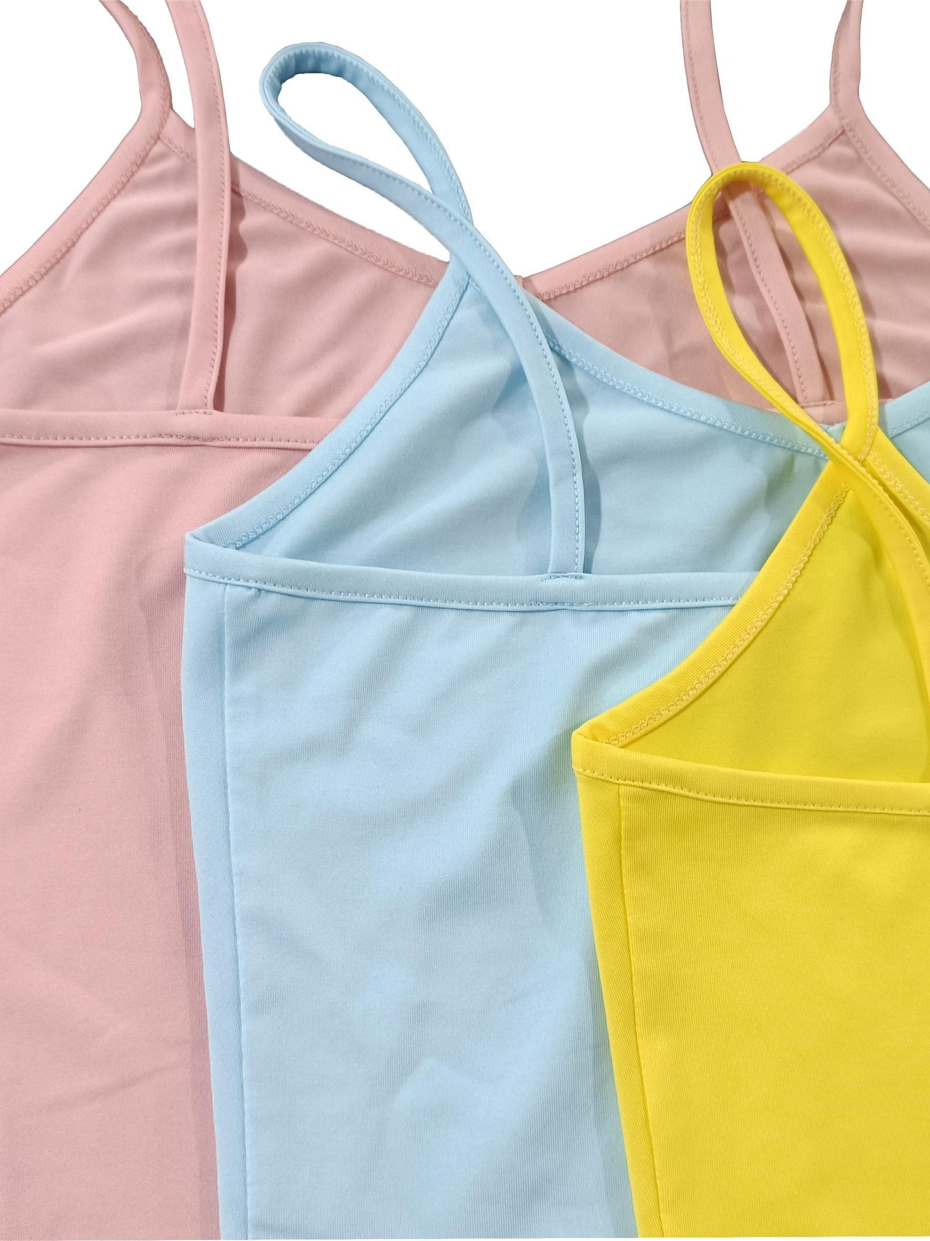 Solid Cami Top 3 Pack Sexy V Neck Summer Sleeveless Cami Top Women's Clothing