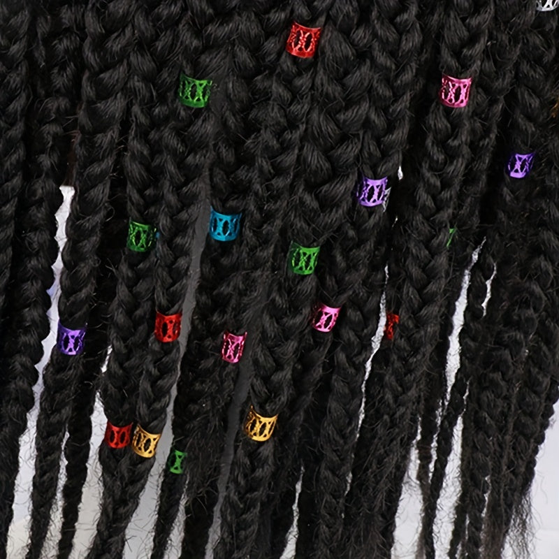 100pcs Metallic Mixed Dreadlock Hair Rings Adjustable Cuff Clip Hair Braids Bead