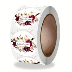 500pcs Round Floral Thank You Stickers for Wedding Favors & Party Card