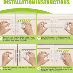 Adjustable Child Safety Locks for Drawers, Cabinets, Wardrobes - U Shape