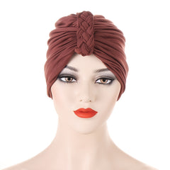 Solid Twist Braided Turban Cap Head Wrap Chemo Cap