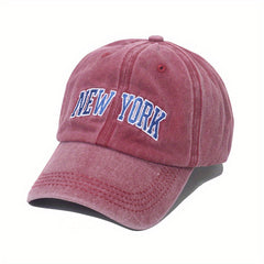 Letter Embroidery Baseball Cap Retro Washed Peaked Cap Outdoor Sun Visor