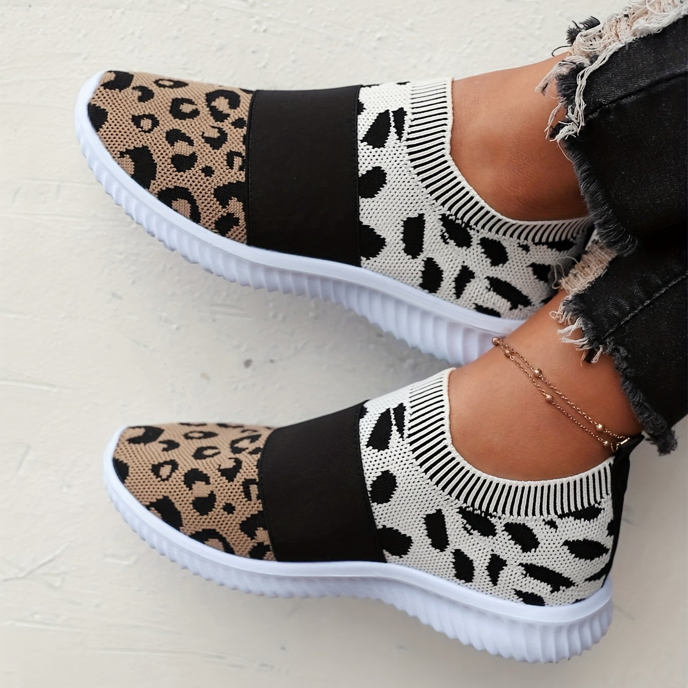 Leopard Print Slip On Low Top Sneakers