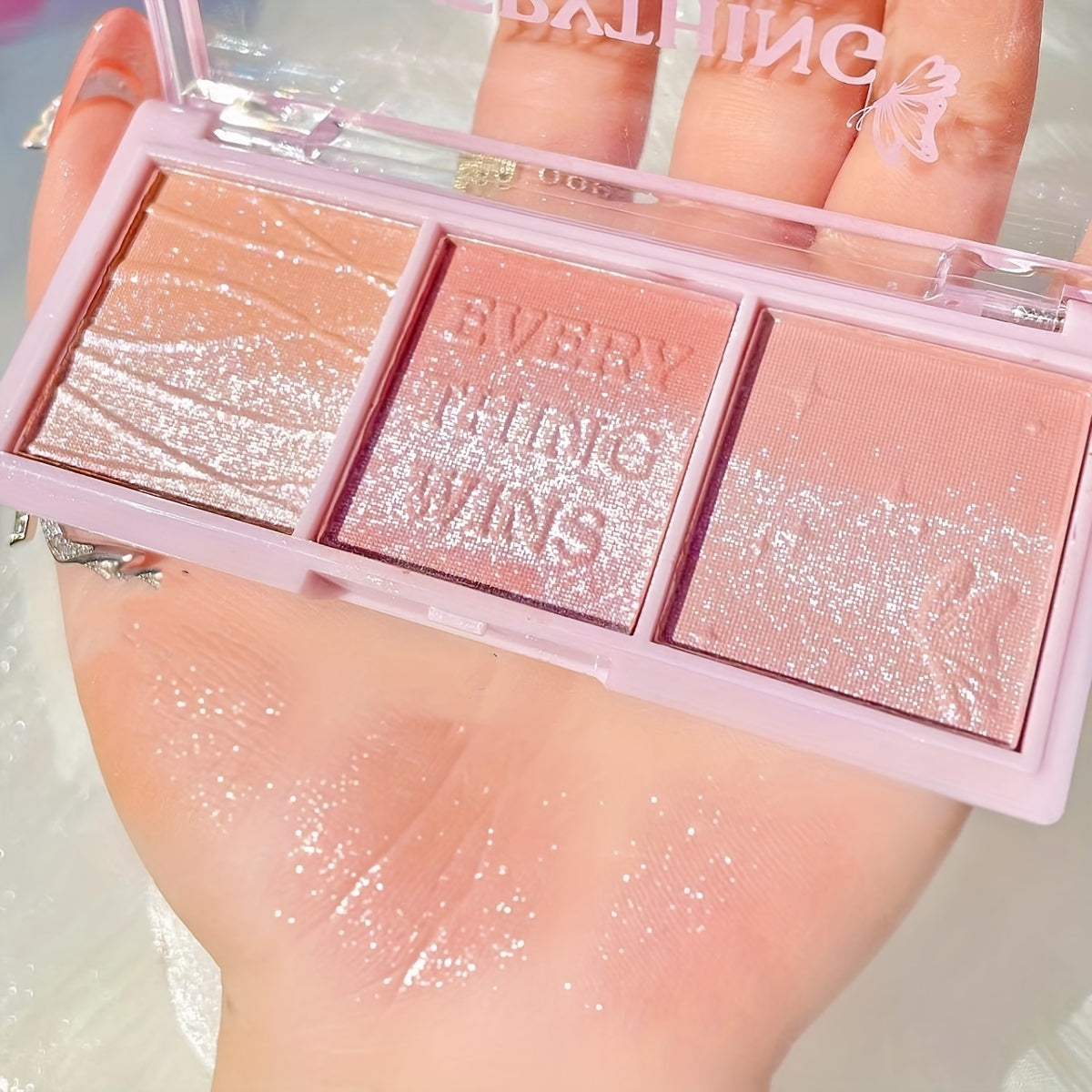 Secret Garden Tri Blush Eye Shadow Rose Milk Natural Matte Makeup