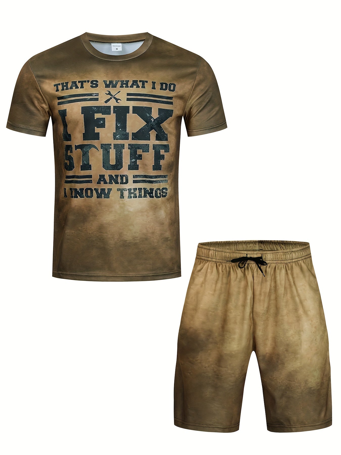 Men's Casual 2pcs Set Letter Print Active Shorts Matching Set
