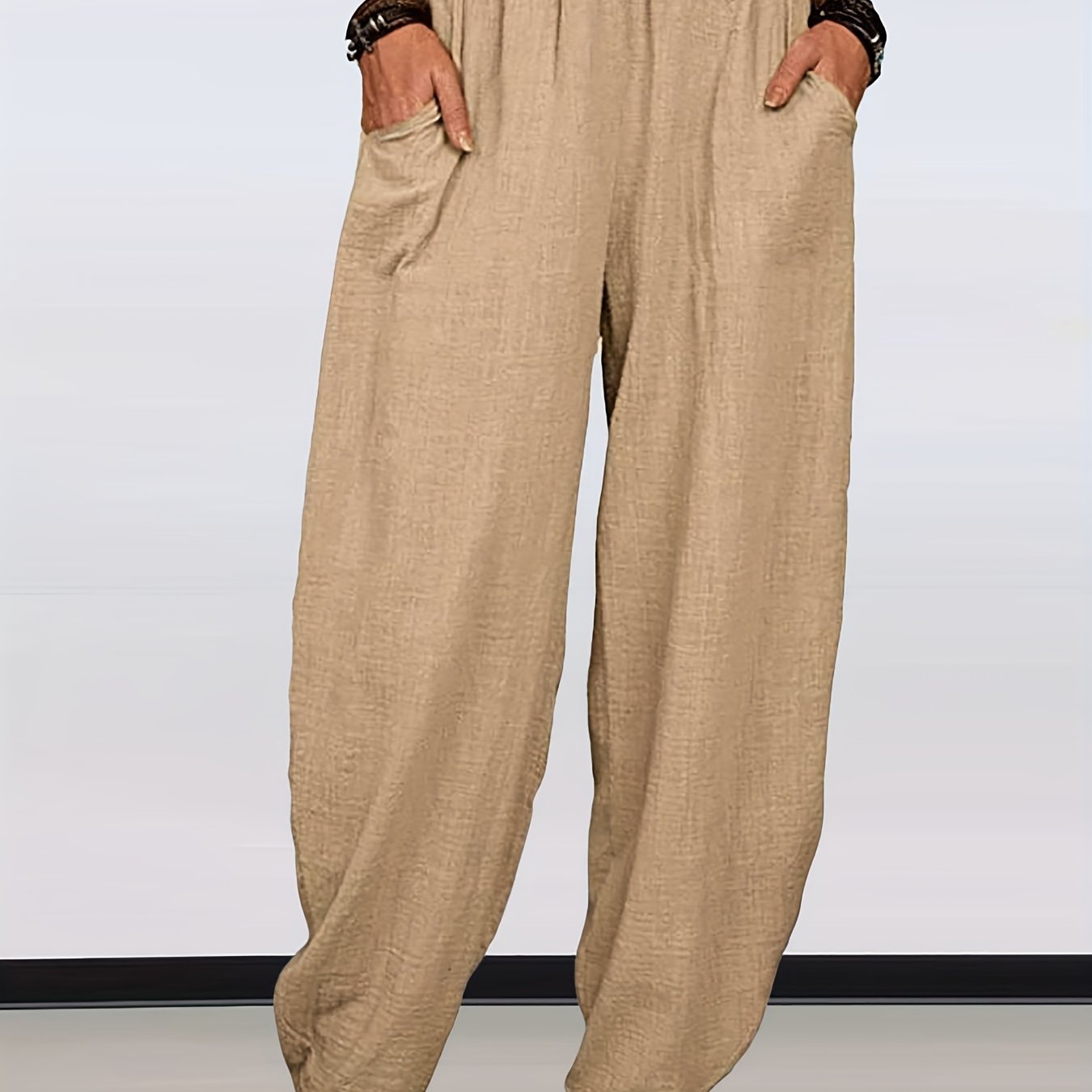 Solid Wide Leg Pants High Waist Casual Pants Women's Clothing