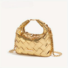 Versatile Chain Handbag for Women with Woven Dumpling Design