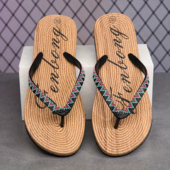 Women's Letter Pattern Flip Flops Open Toe Slides