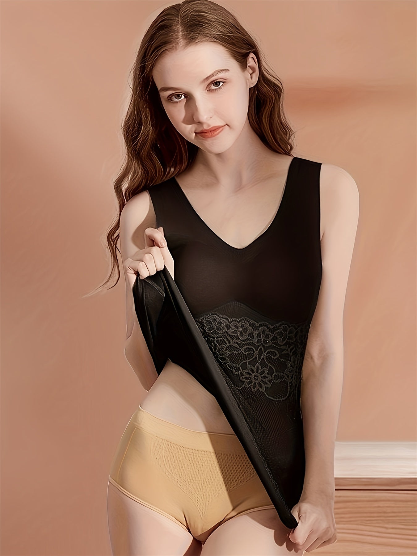 Floral Pattern Tank Top V-Neck Sleeveless Thermal Top