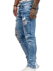 Men's Slim Fit Ripped Jeans Distressed Stretch Denim Pants