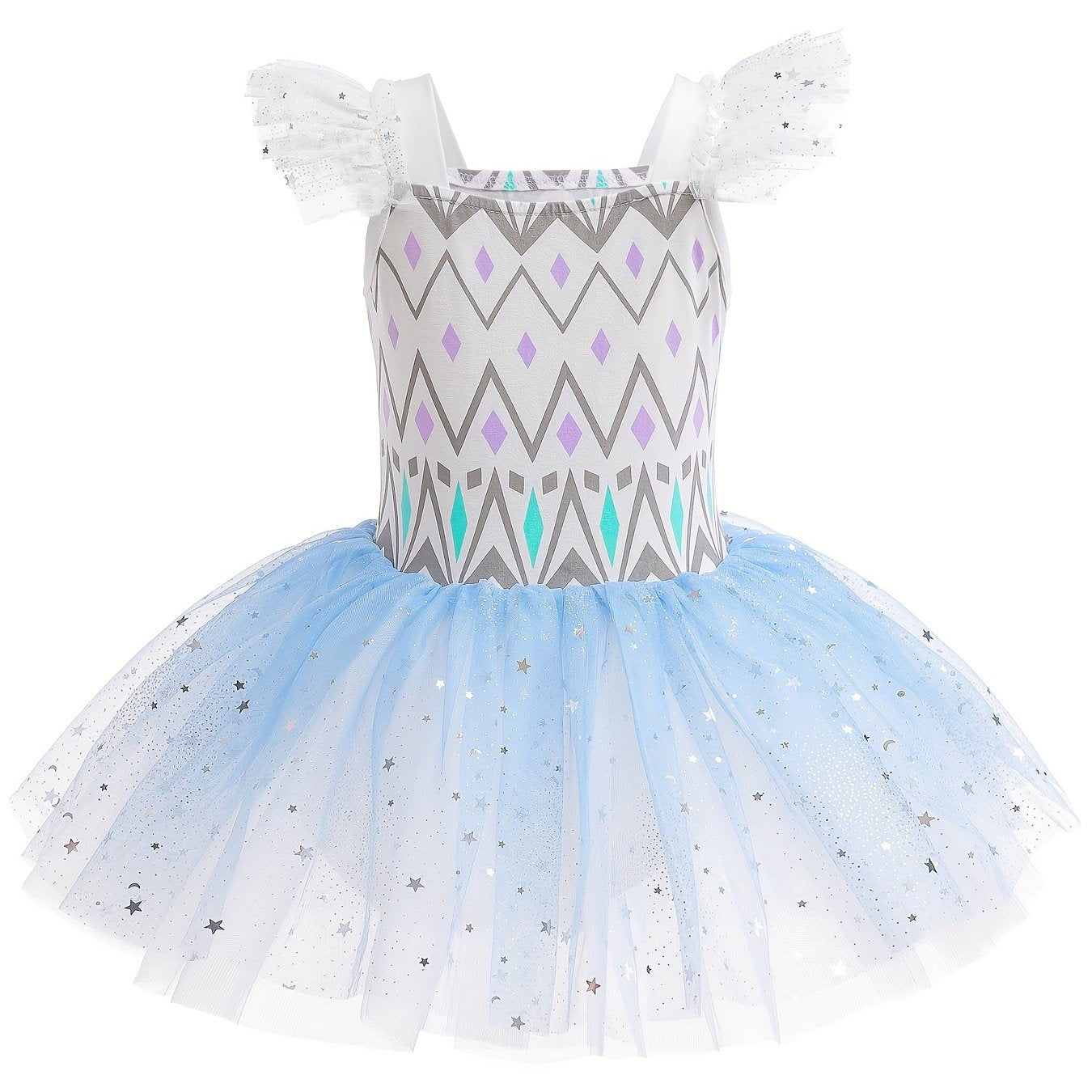 Sequin Flutter Trim Ballet Leotard Tutu Dress for Girls Dance Performance
