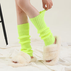 Solid Ribbed Leg Warmers Knee High Socks Women's Stockings