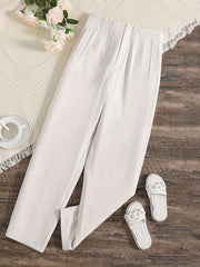 Straight Leg Trouser Solid Casual Pants Women's Clothing