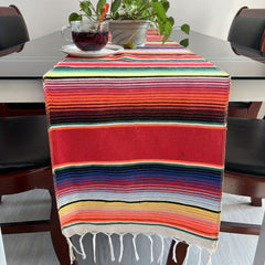 Rainbow Mexican Table Runner Tassel Ethnic Style TV Cabinet Doily Decorative Cov