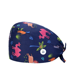 Floral Leopard Print Work Cap Vintage Cartoon Scrub Cap