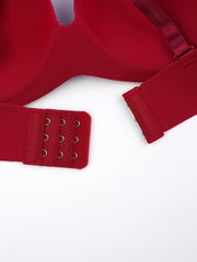 Red Seamless Push Up Wireless Bra Three Rows Buckles