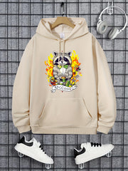 Raccoon Animals Print Hoodie Men's Casual Graphic Pullover Sweatshirt