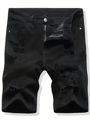 Distressed Denim Shorts Men's Casual Street Style Summer