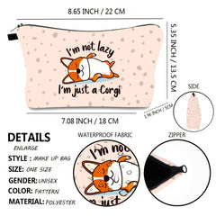 Corgi Dog Makeup Bag Zipper Toiletry Storage Organizer Cosmetic Pouch