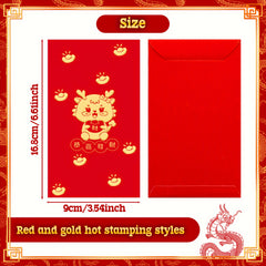 6pcs Red Envelopes Hot Stamping Embossing Year Packet Red Golden Lucky Money Poc