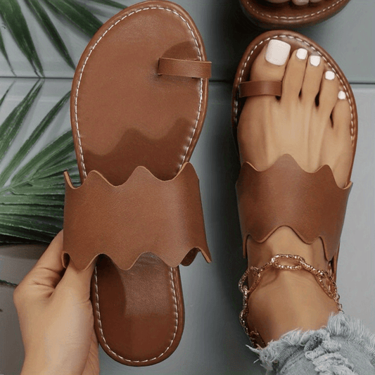 Women's Loop Toe Slide Sandals Lightweight Open Toe Slip On Shoes