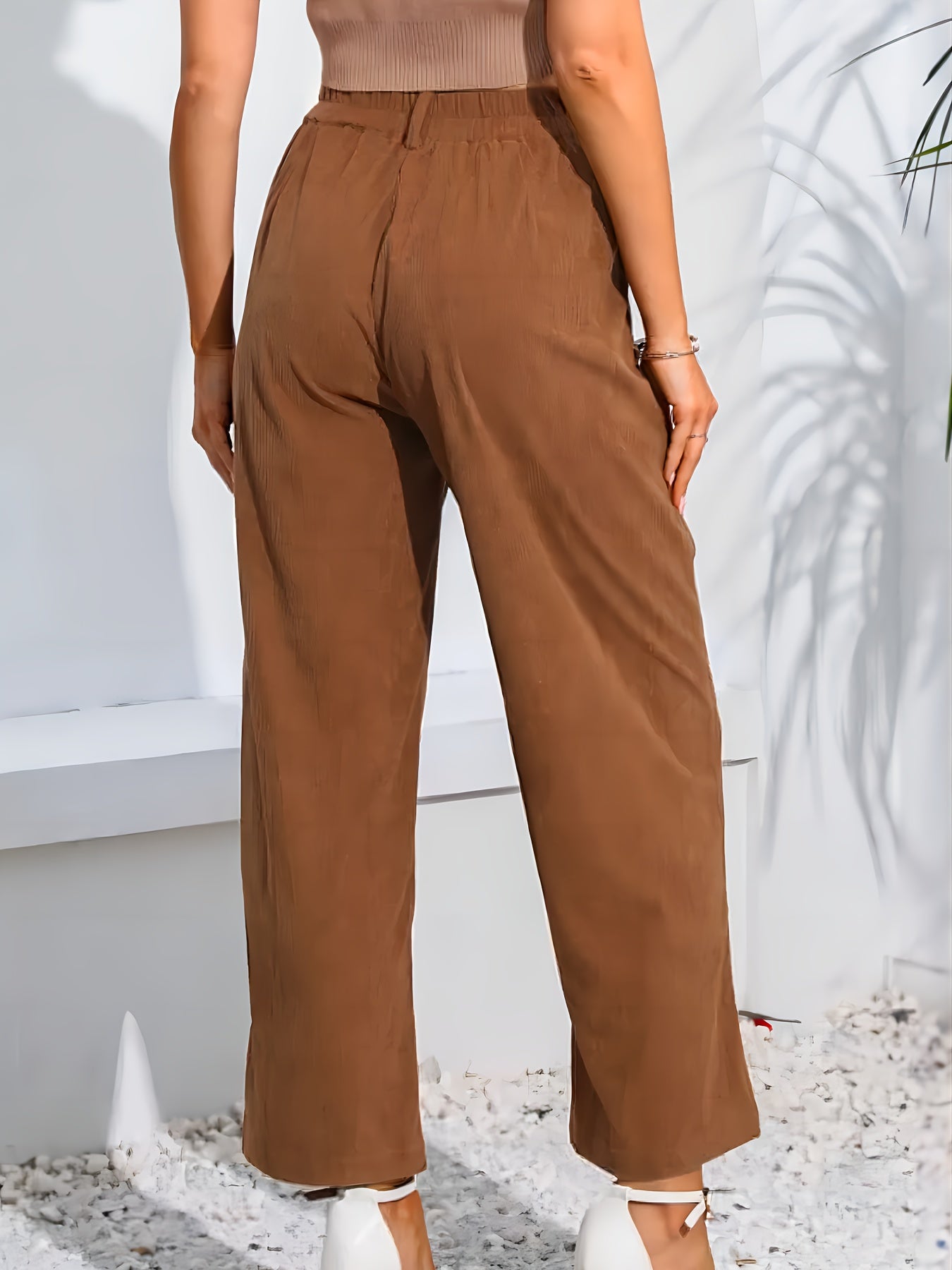 Corduroy Wide Leg Trousers High Rise Casual Pants