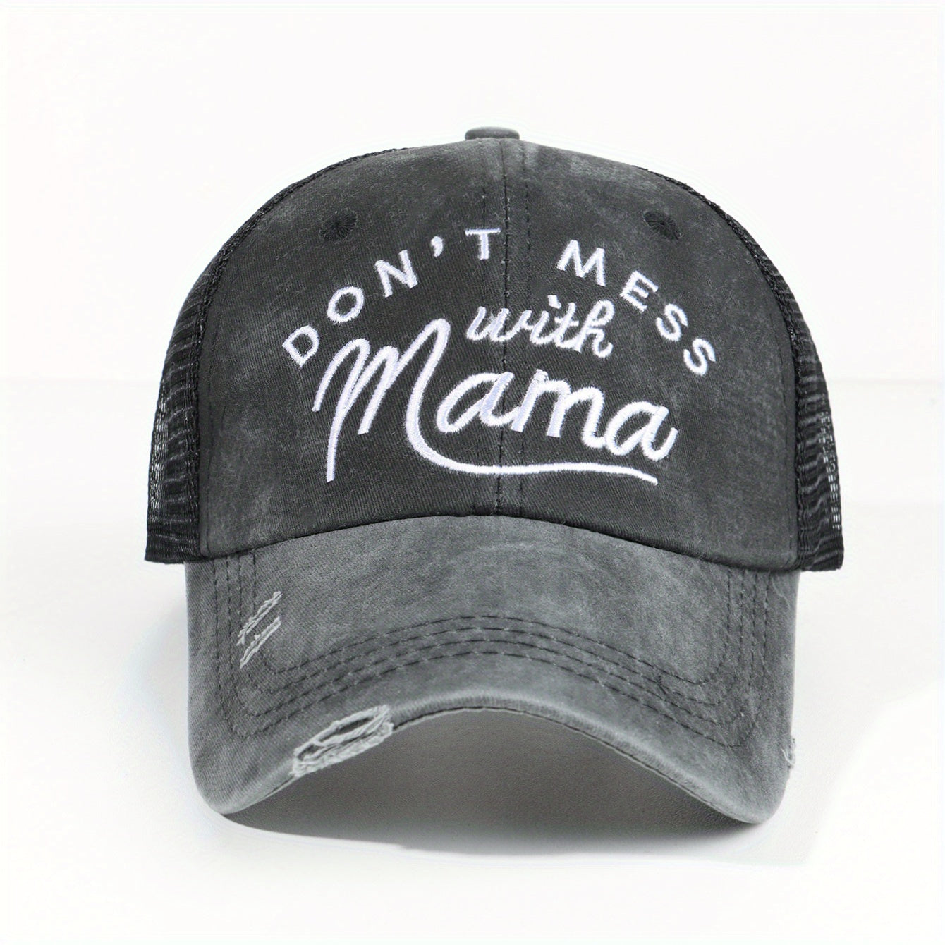 Don't Mess With Mom Ripped Ponytail Baseball Cap